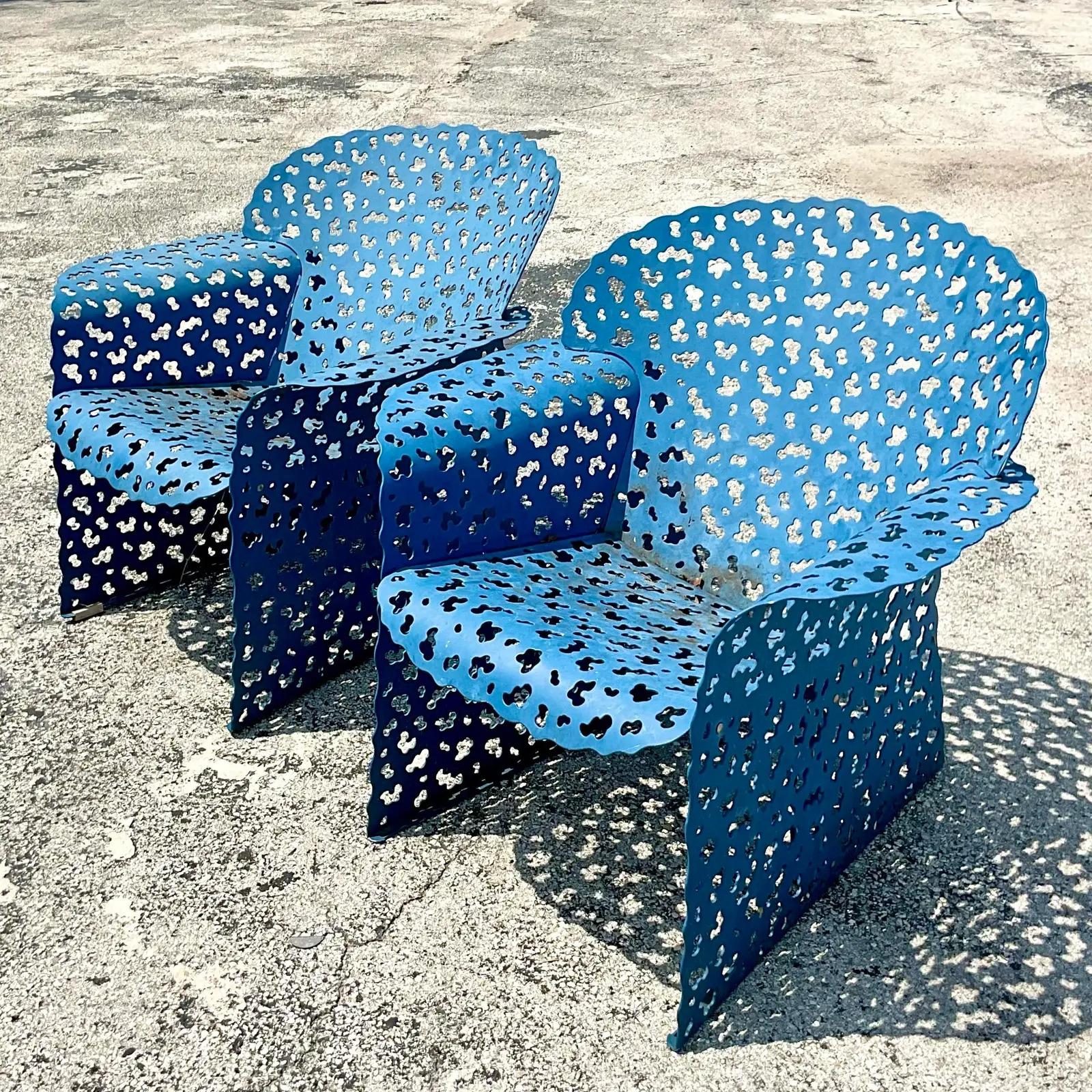 Vintage Contemporary Richard Shultz for Knoll Aluminum Topiary Lounge Chairs  In Good Condition In west palm beach, FL