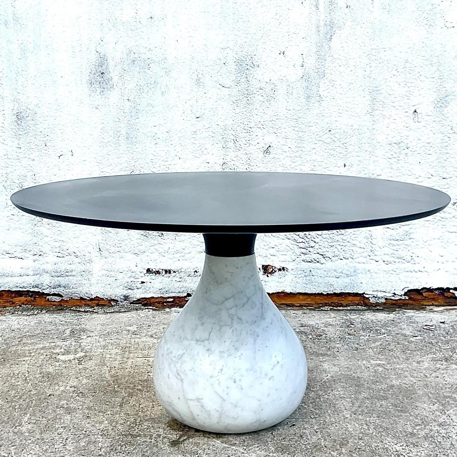 Marble Vintage Contemporary Roche Bobois Aqua Matte Carrera Dining Table