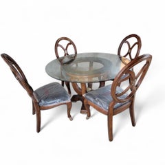Vintage Contemporary Round Tessellated Stone Dining Table and Chairs