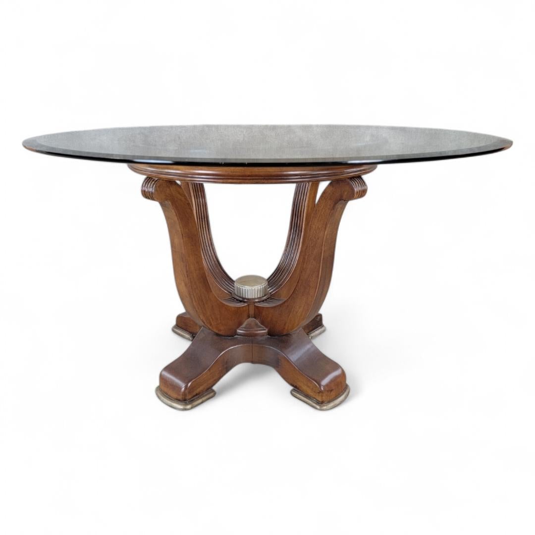 Sconosciuto Tavolo da pranzo rotondo contemporaneo in pietra tessellata e sedie vintage in vendita