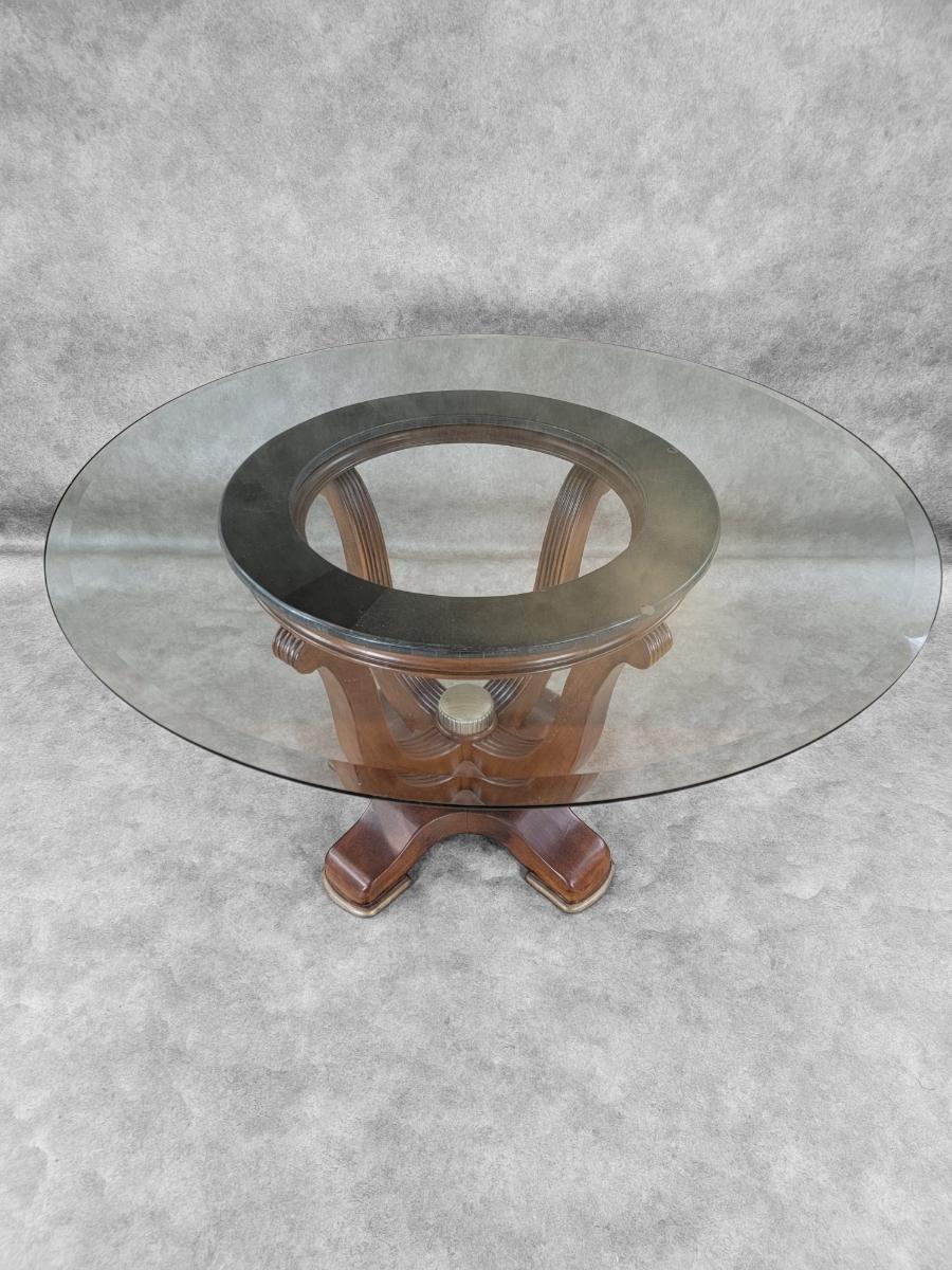 XX secolo Tavolo da pranzo rotondo contemporaneo in pietra tessellata e sedie vintage in vendita