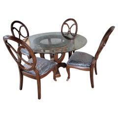 Retro Contemporary Round Tessellated Stone Dining Table and Chairs