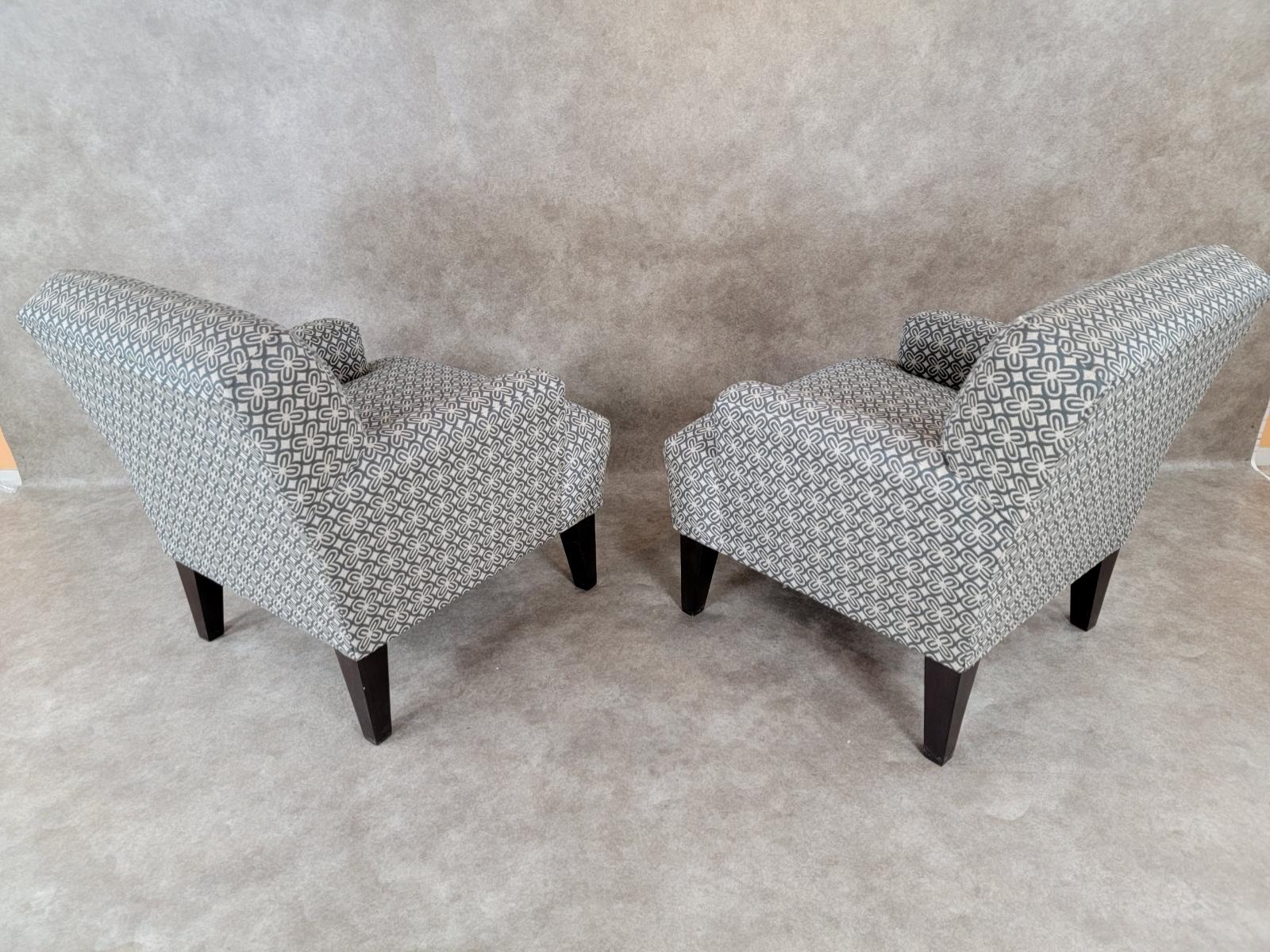 Vintage Contemporary Club Chairs, Paar in Retro-Blau und Creme (20. Jahrhundert) im Angebot