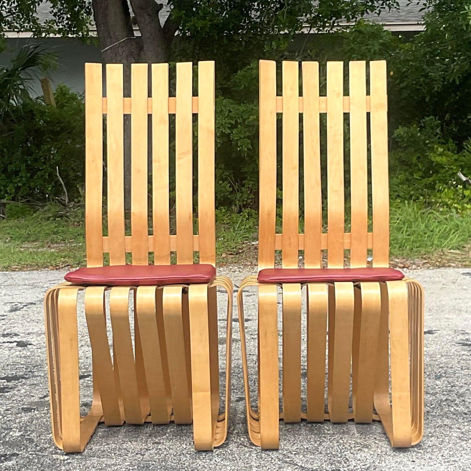 Vintage Contemporary Signed Frank Gehry for Knoll “High Sticking” Chair - a Pair For Sale 4