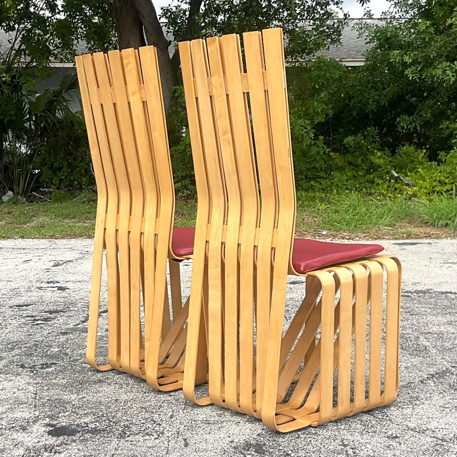 Vintage Contemporary Signed Frank Gehry for Knoll “High Sticking” Chair - a Pair For Sale 5