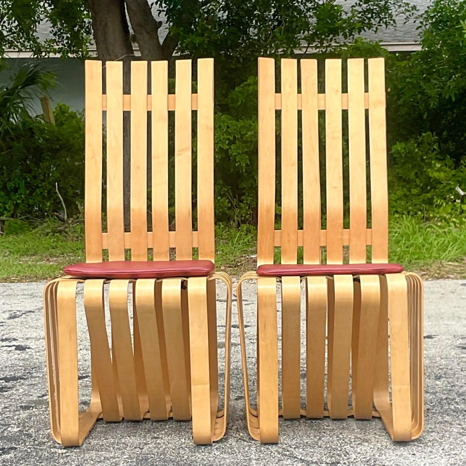 Vintage Contemporary Signed Frank Gehry for Knoll “High Sticking” Chair - a Pair For Sale 2