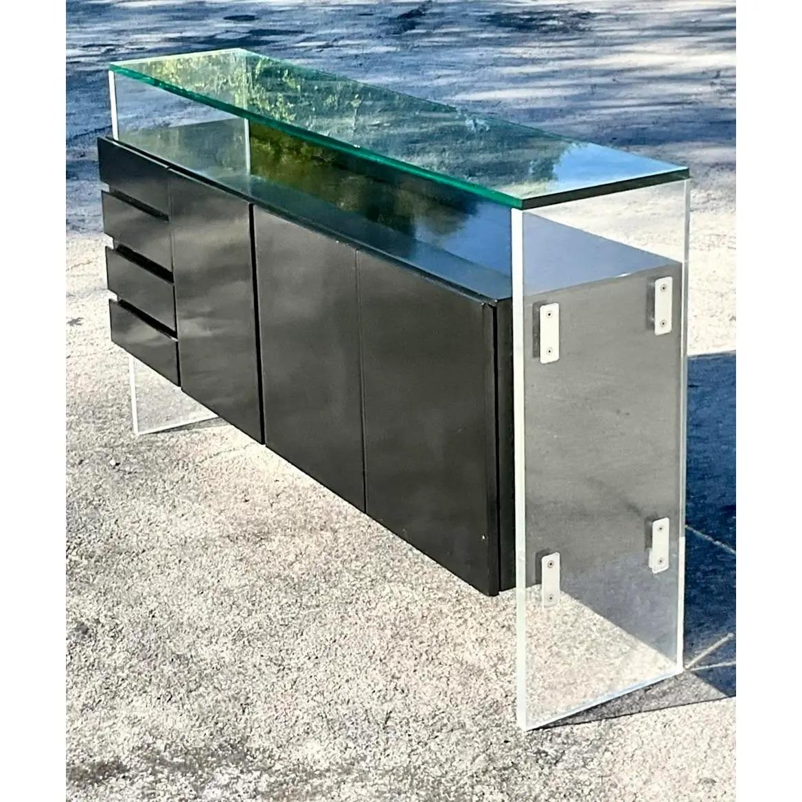 20th Century Vintage Contemporary Signed Milo Baughman for Thayer Coggin Lucite Credenza