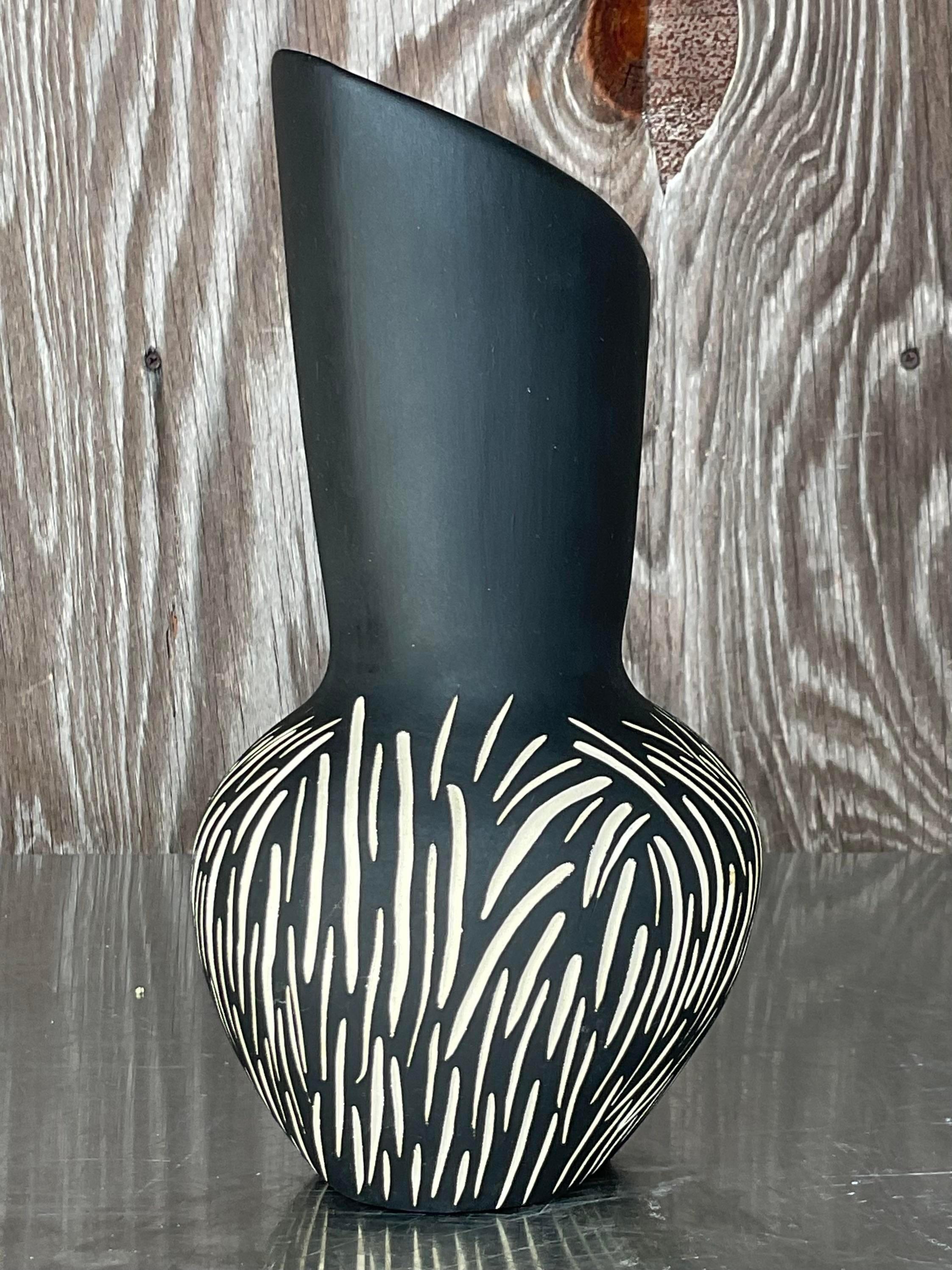 American Vintage Contemporary Signed Studio Pottery Vase For Sale