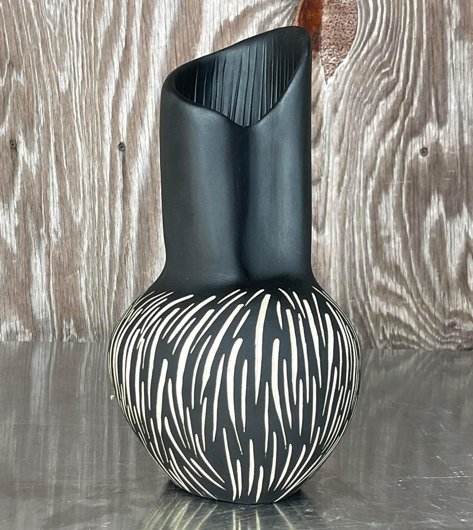 20th Century Vintage Contemporary Signed Studio Pottery Vase For Sale