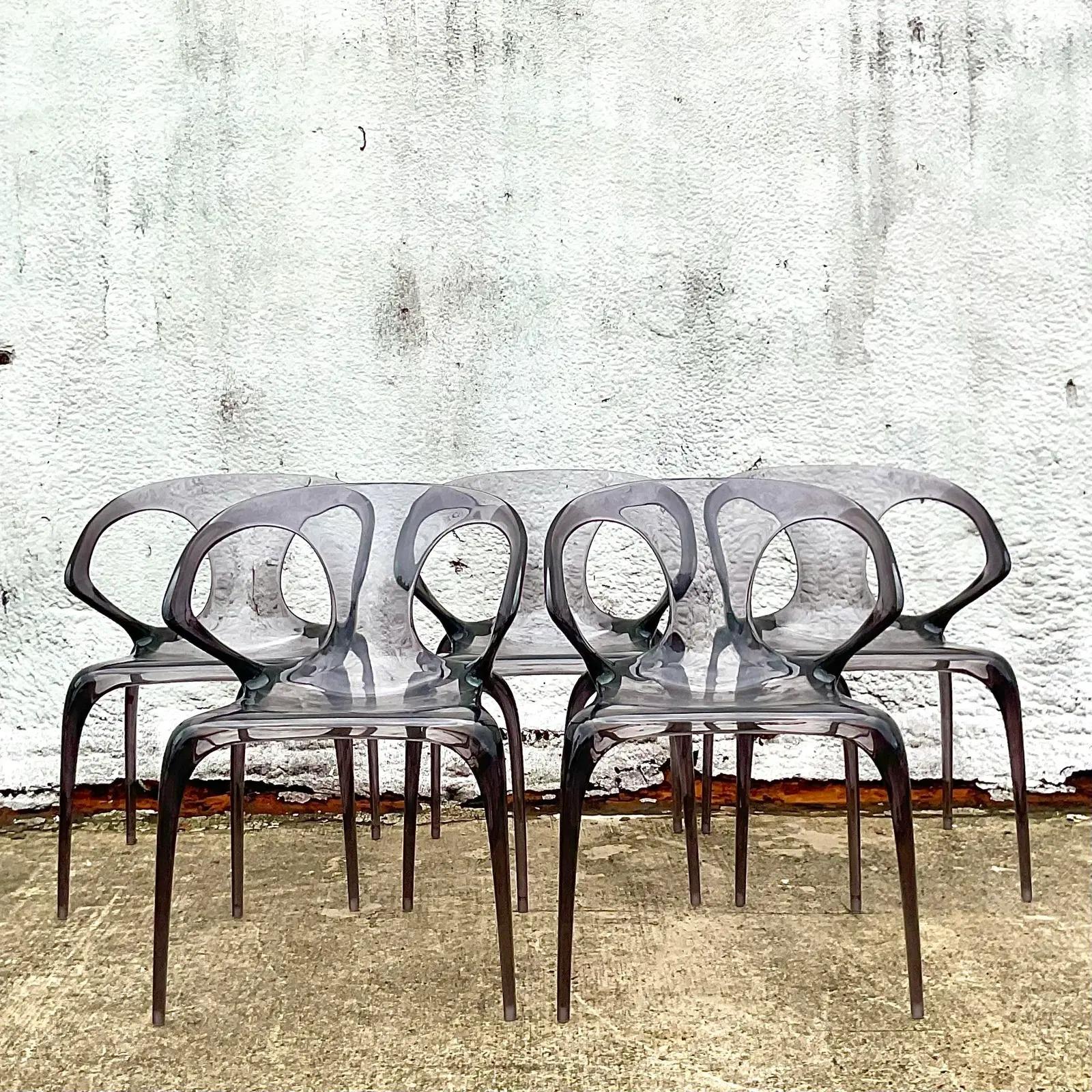 Vintage Contemporary Song Wen Zhong for Roche Bobois Ava Bridge Lucite Chairs 1
