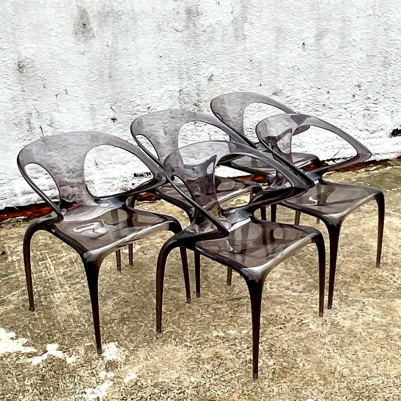 Vintage Contemporary Song Wen Zhong for Roche Bobois Ava Bridge Lucite Chairs  2