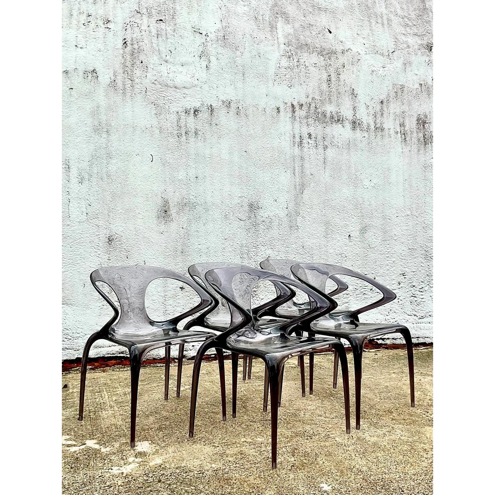 Vintage Contemporary Song Wen Zhong for Roche Bobois Ava Bridge Lucite Chairs  4