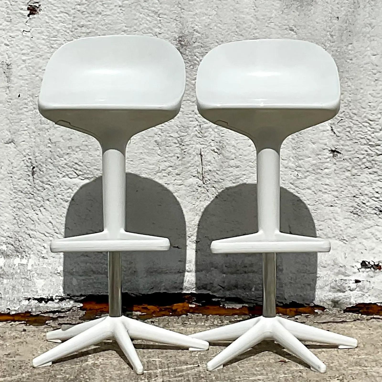 Chrome Vintage Contemporary Spool Stool by Antonio Citterio for Kartell - a Pair For Sale