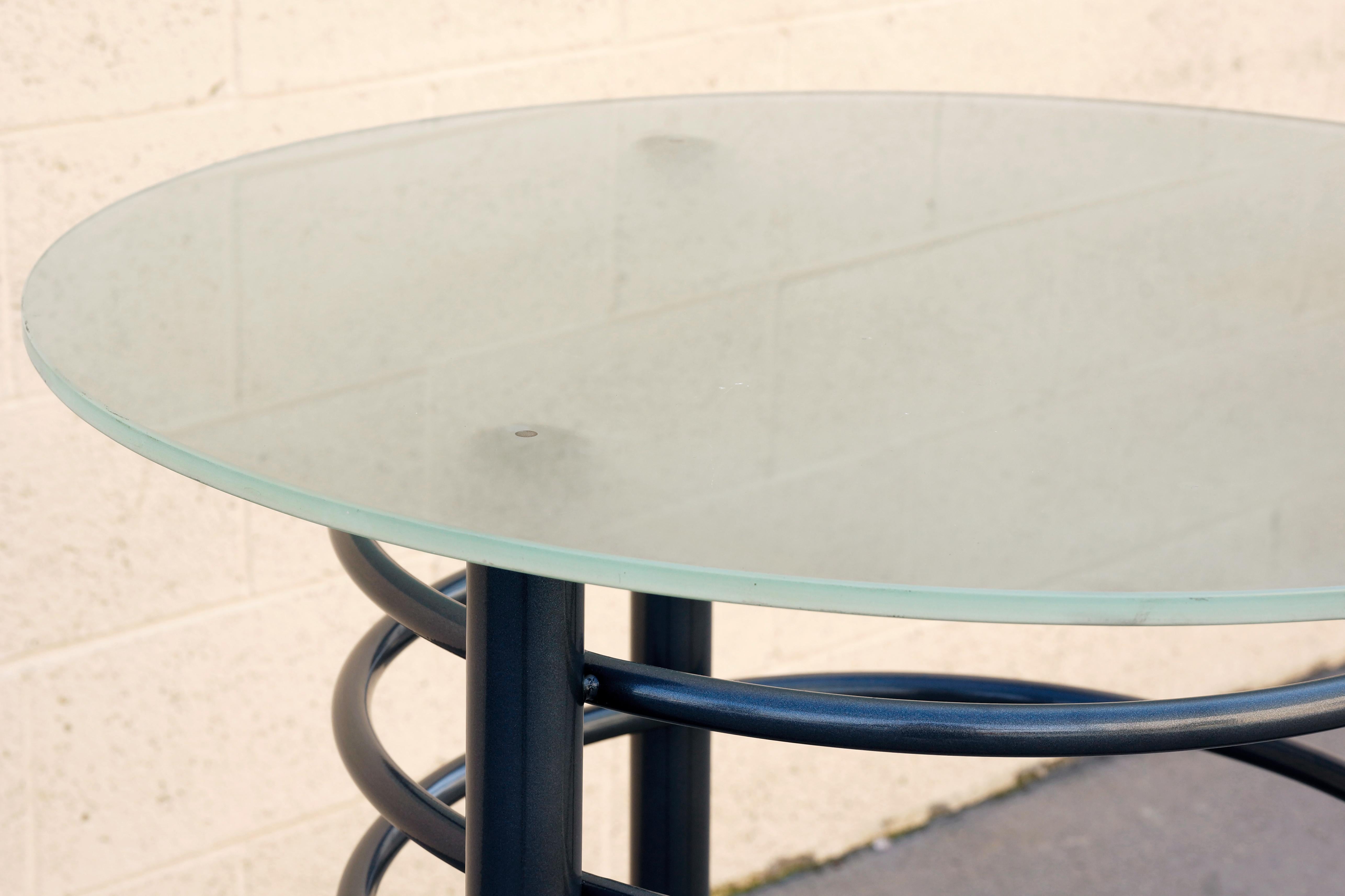 Modern Vintage Contemporary Steel Cocktail or Center Table, Refinished in Metallic Gray For Sale