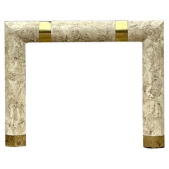 Cornice per camino in travertino e ottone Vintage Contemporary