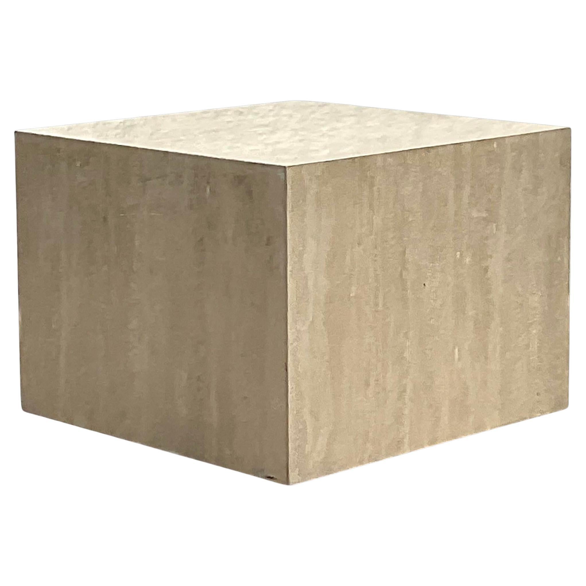 Vintage Contemporary Travertine Cube Side Table
