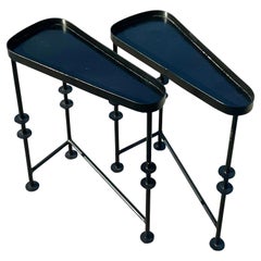 Vintage Contemporary Triangle Side Tables, a Pair