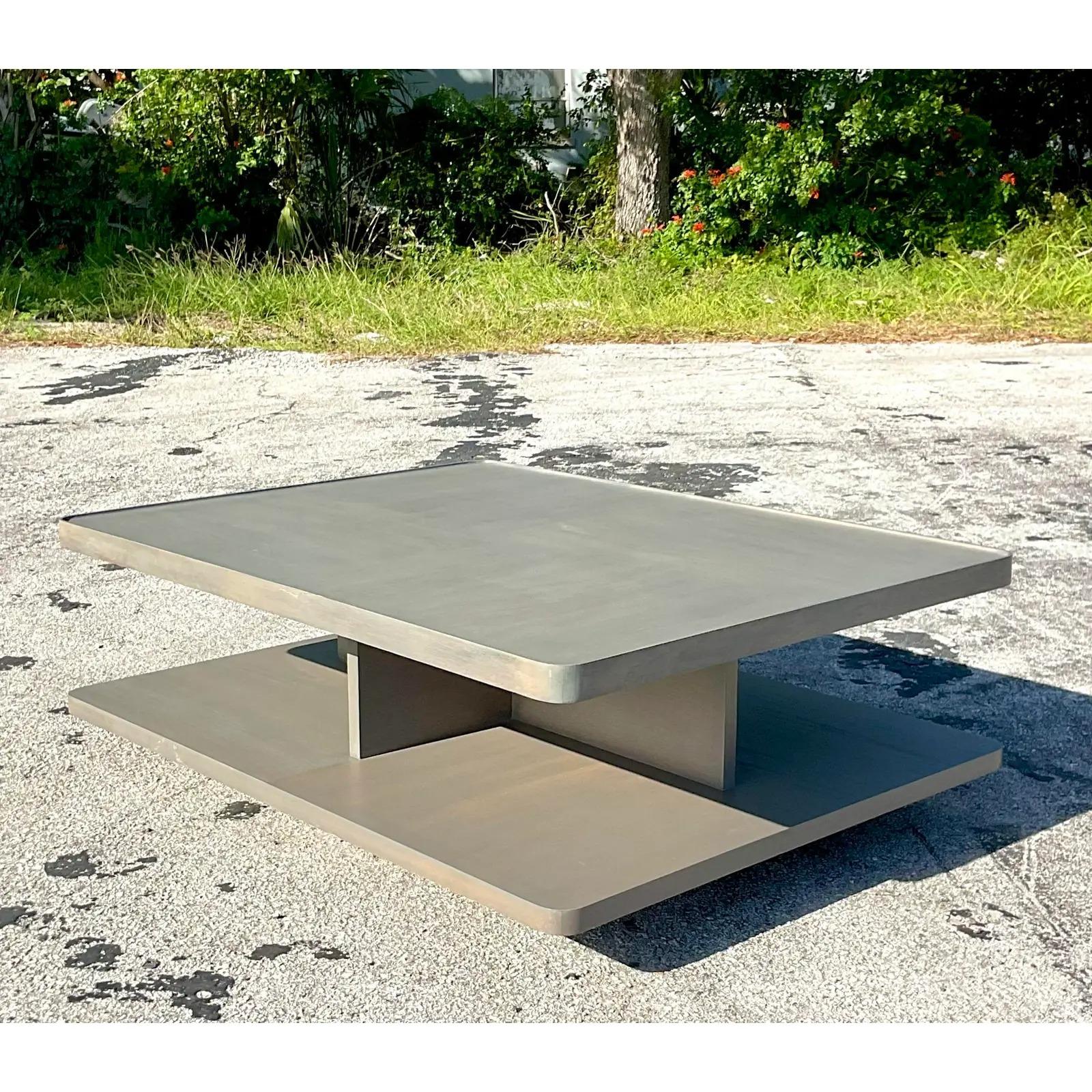Vintage Contemporary Two Tier Sullivan Coffee Table In Good Condition For Sale In west palm beach, FL