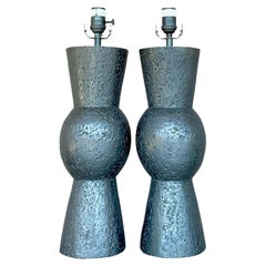 Vintage Contemporary Vaughan Patinated Brass Table Lamps, a Pair
