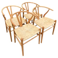 Vintage Contemporary Wishbone Dining Chairs After Hans Wegner, Set of 4
