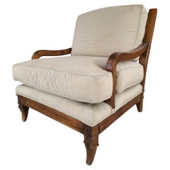 Vintage Contemporáneo Sillón de brazos tapizado en crema con marco de madera