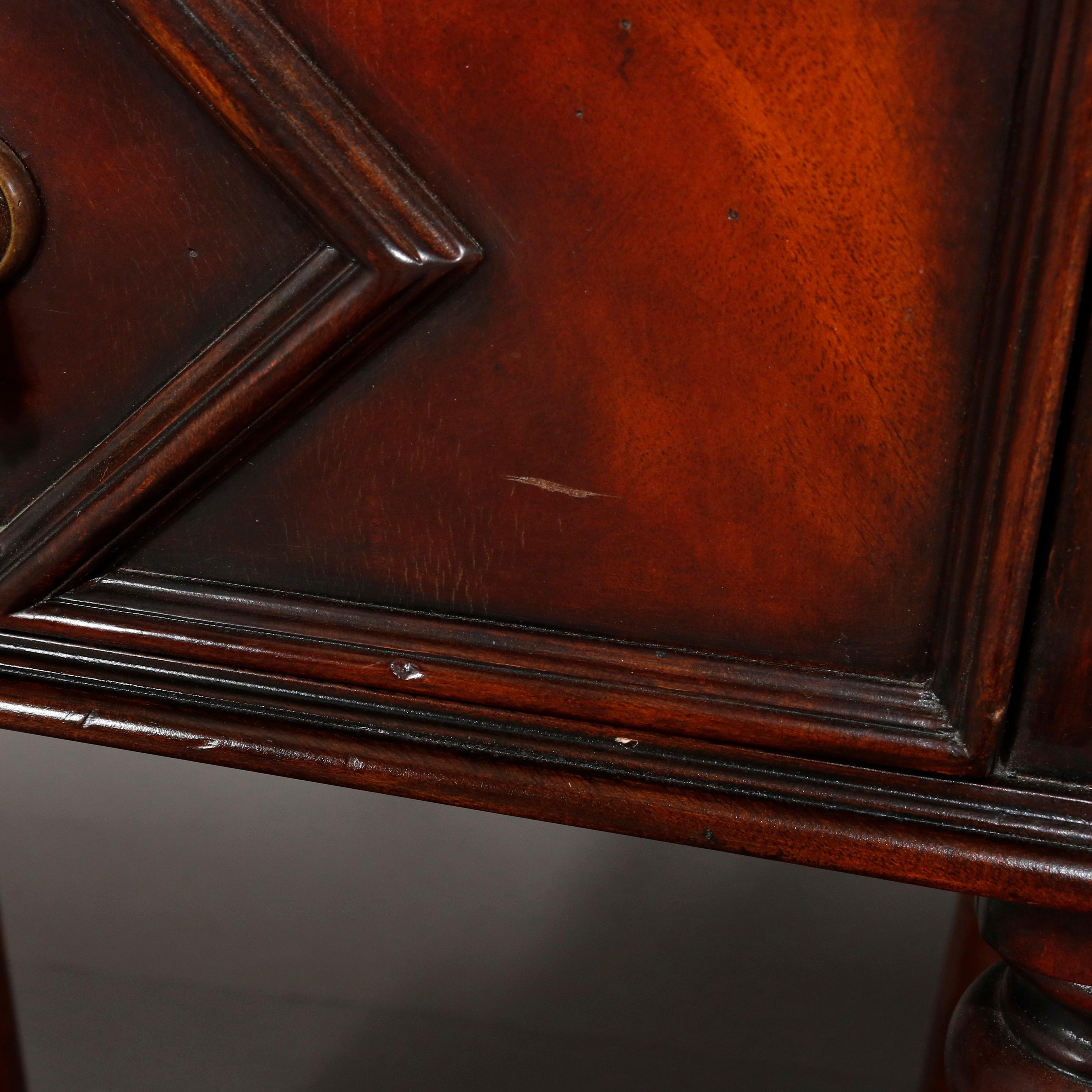 Vintage Continental Flame Mahogany Three-Drawer Silver Server, circa 1940 9