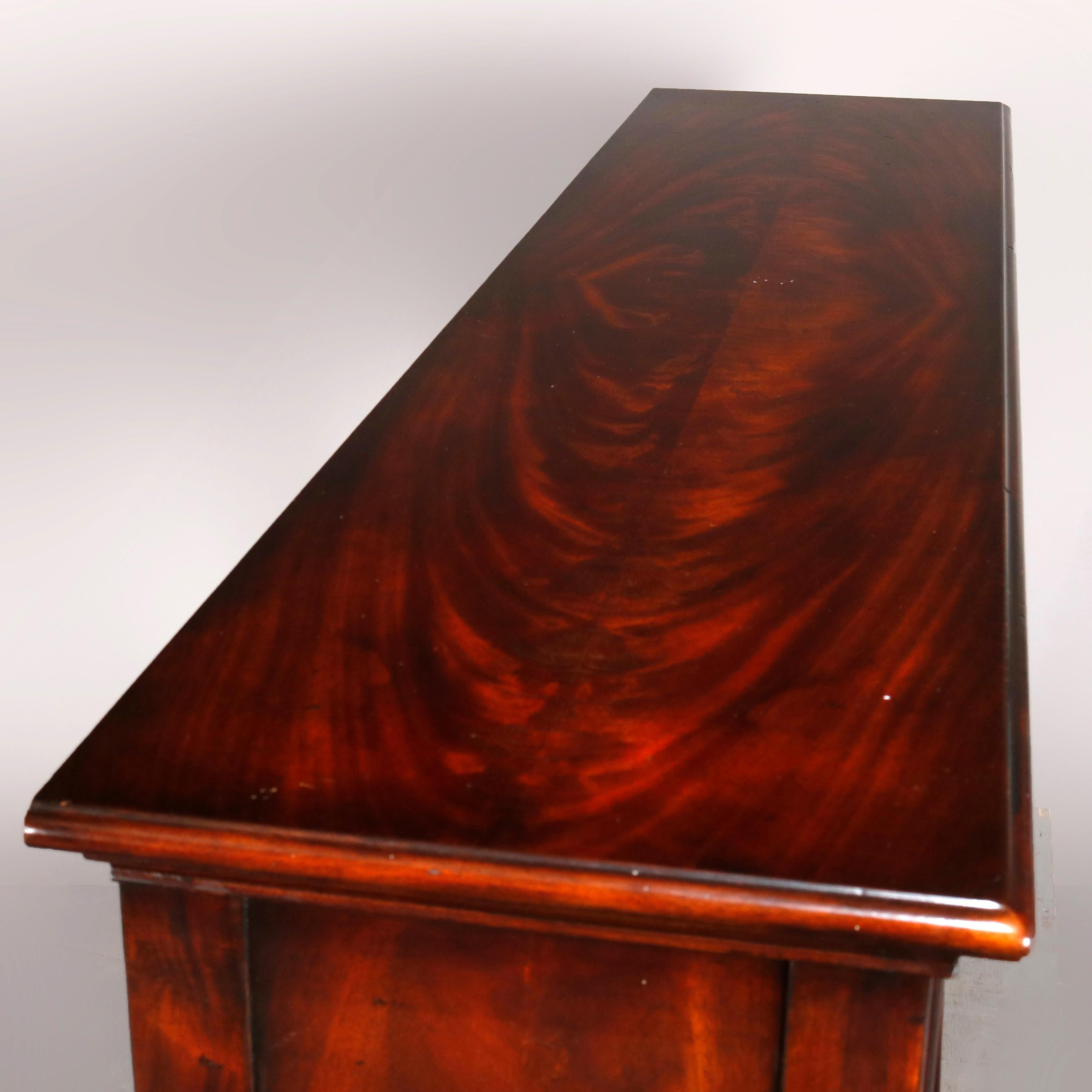 20th Century Vintage Continental Flame Mahogany Three-Drawer Silver Server, circa 1940