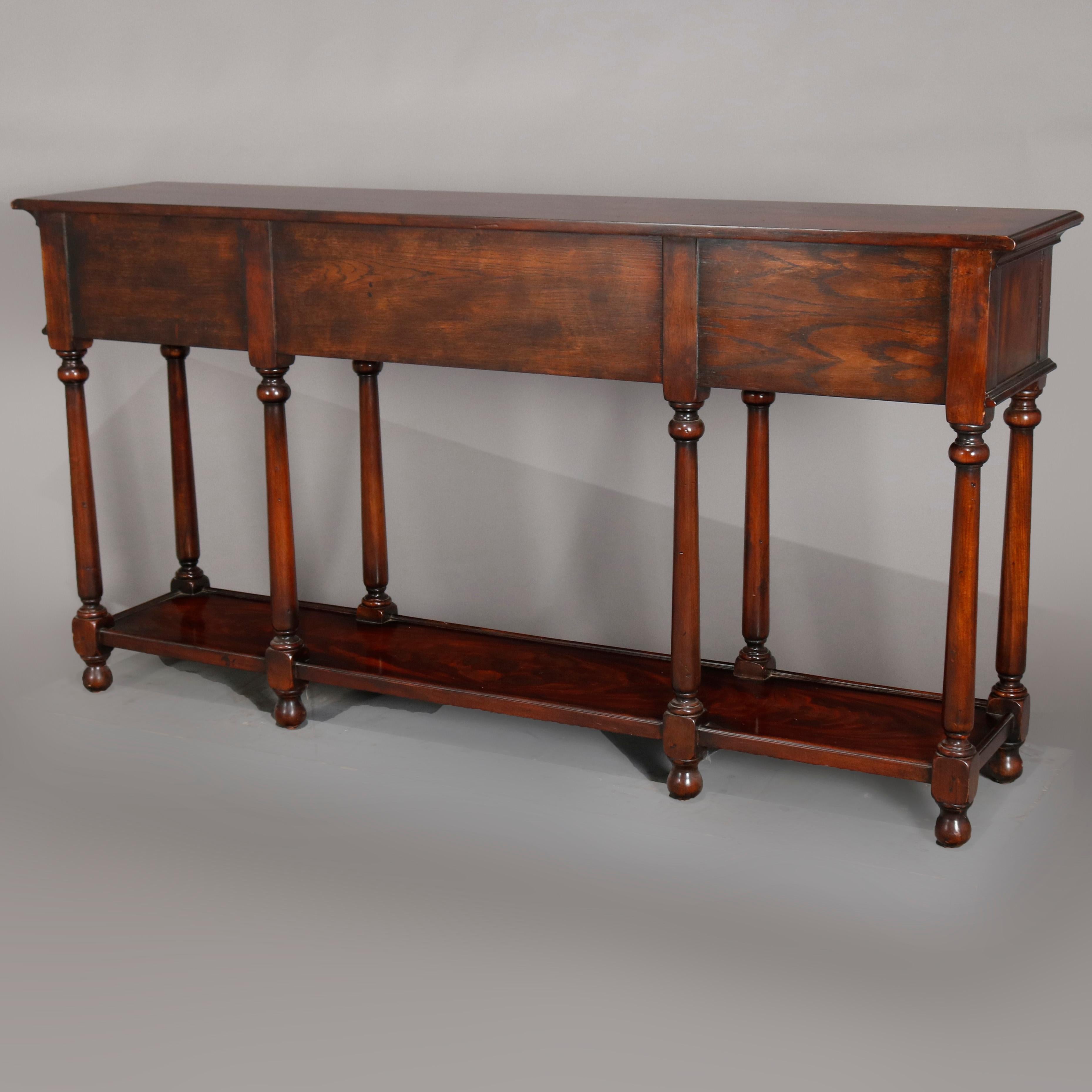 Vintage Continental Flame Mahogany Three-Drawer Silver Server, circa 1940 2