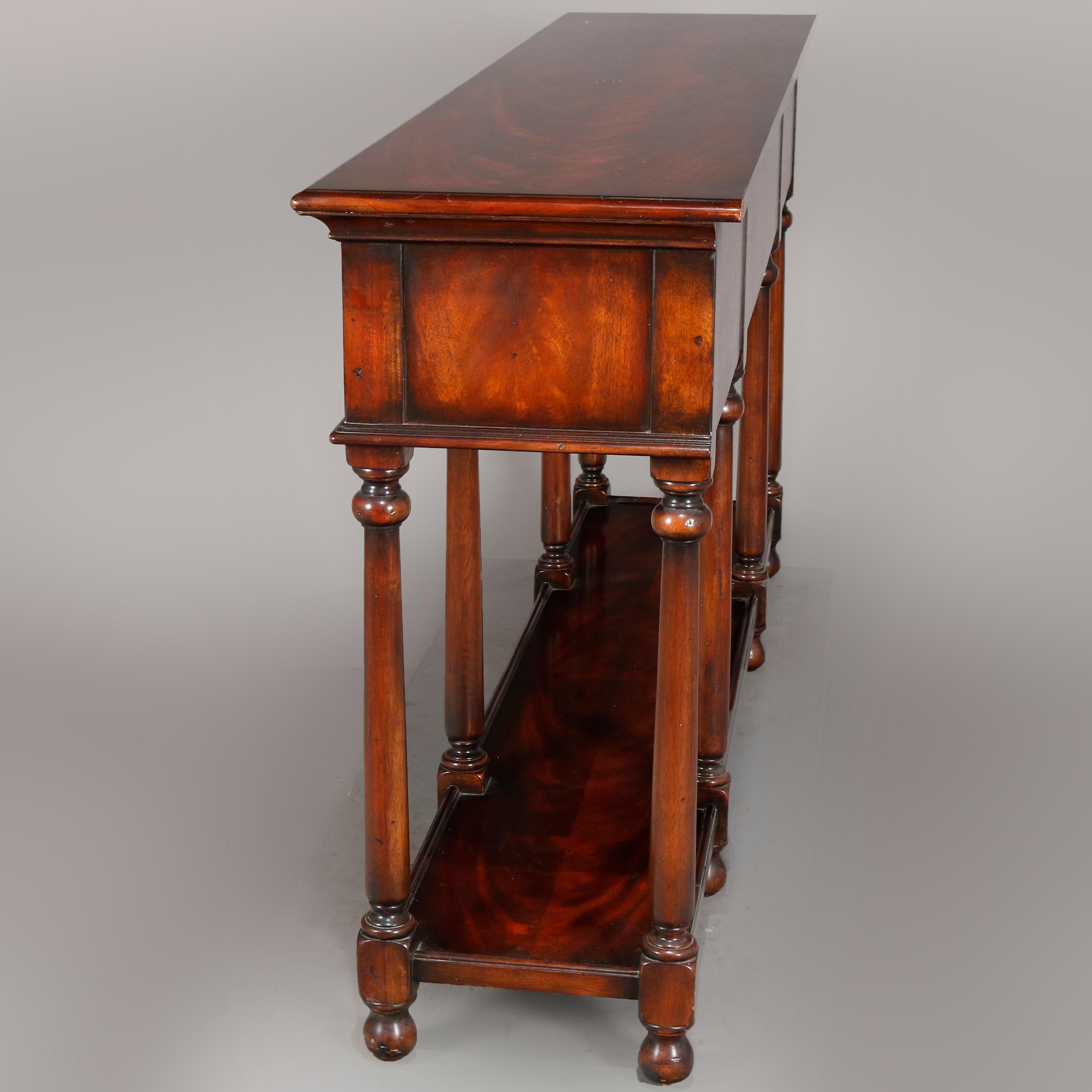 Vintage Continental Flame Mahogany Three-Drawer Silver Server, circa 1940 3