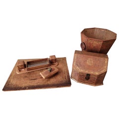 Set da scrivania vintage in pelle italiana Continental
