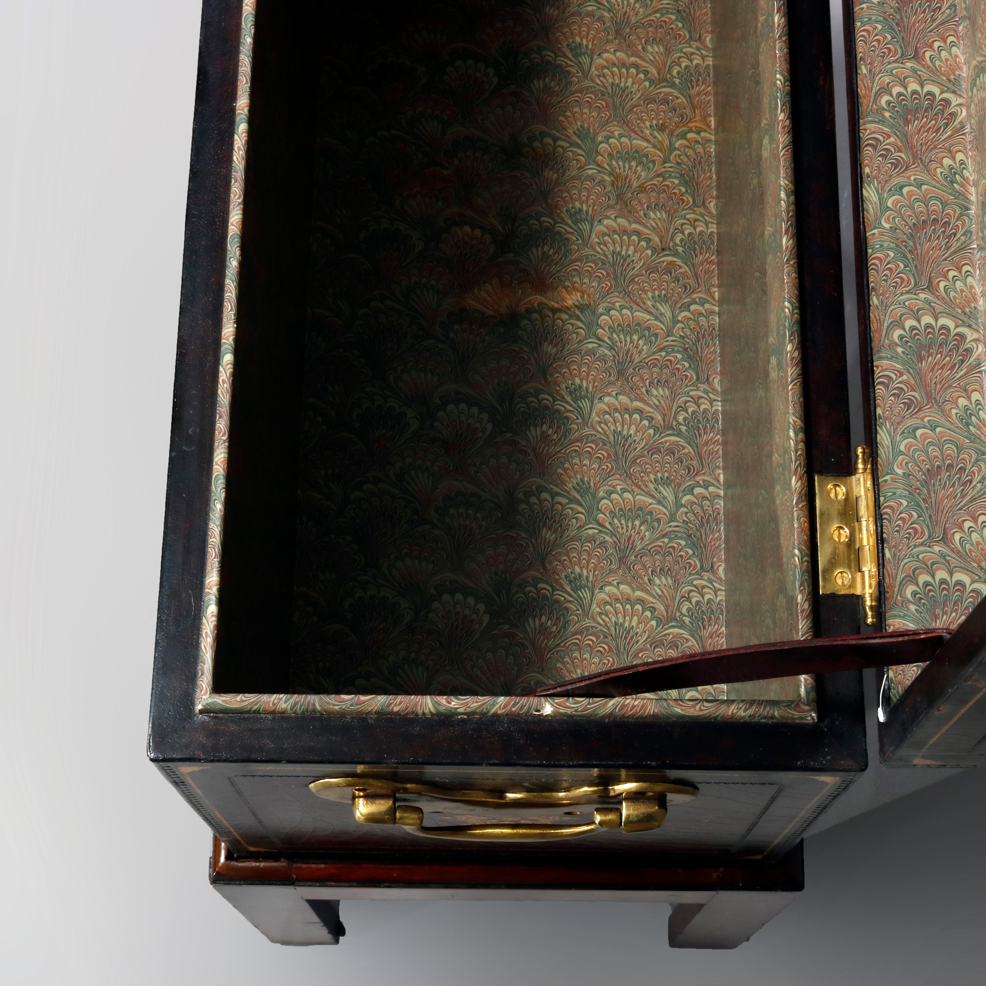 Continental Leather Dowry or Document Box on Mahogany Stand, 20th Century 7