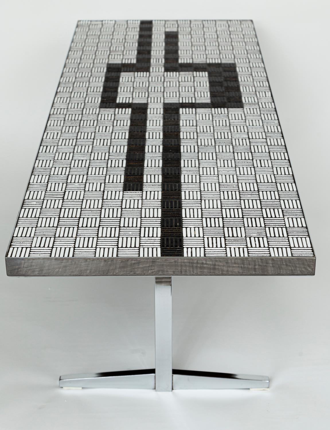 Mid Century Deutsch Mosaik Nickel niedrigen Tisch im Angebot 5