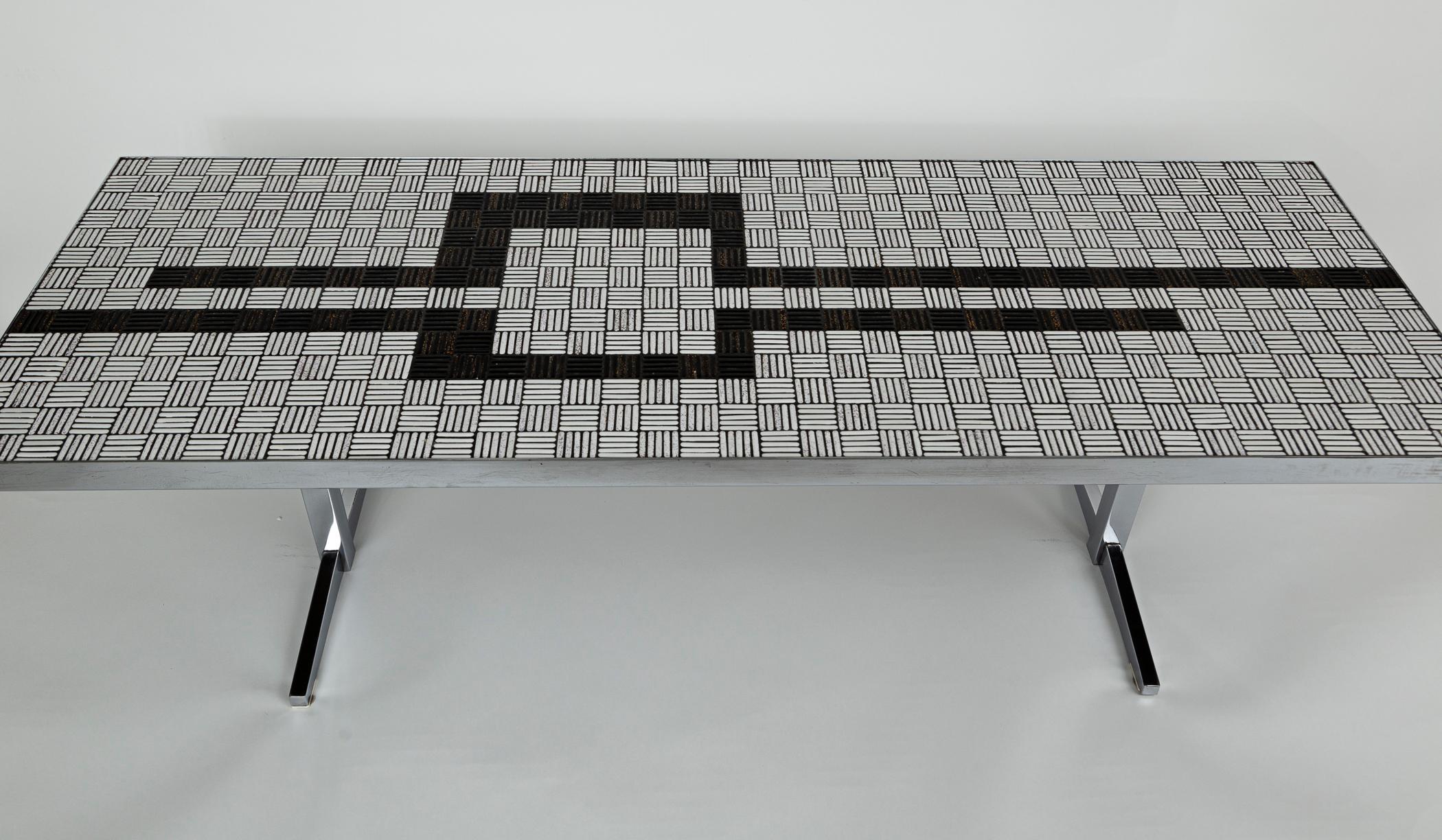 Mid Century Deutsch Mosaik Nickel niedrigen Tisch im Angebot 2