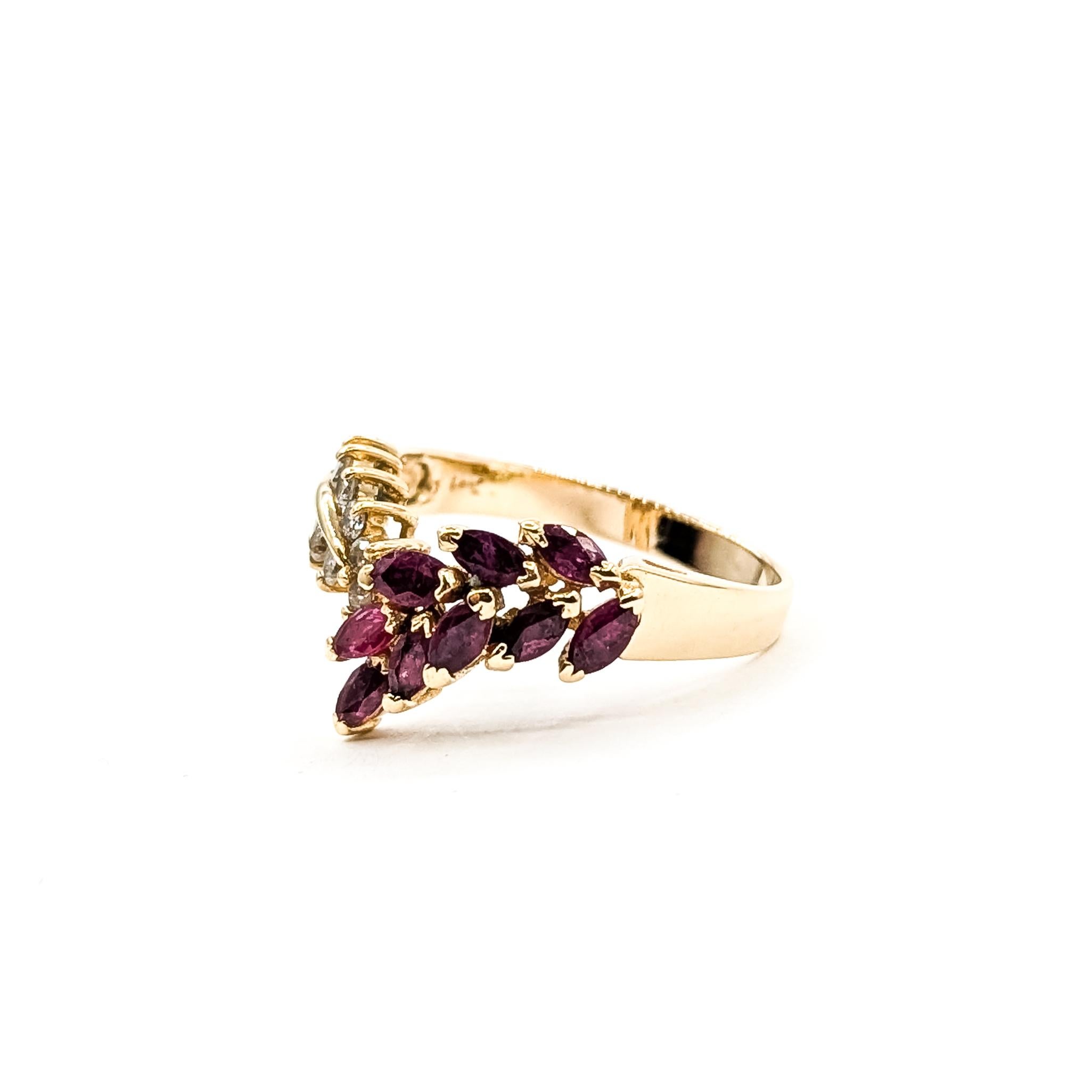 Vintage Contour Ruby & Diamond Ring in 14k en vente 3