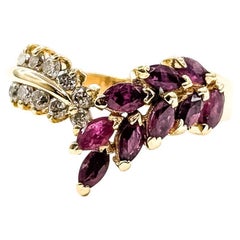Vintage Contour Ruby 
Diamond Ring in 14k