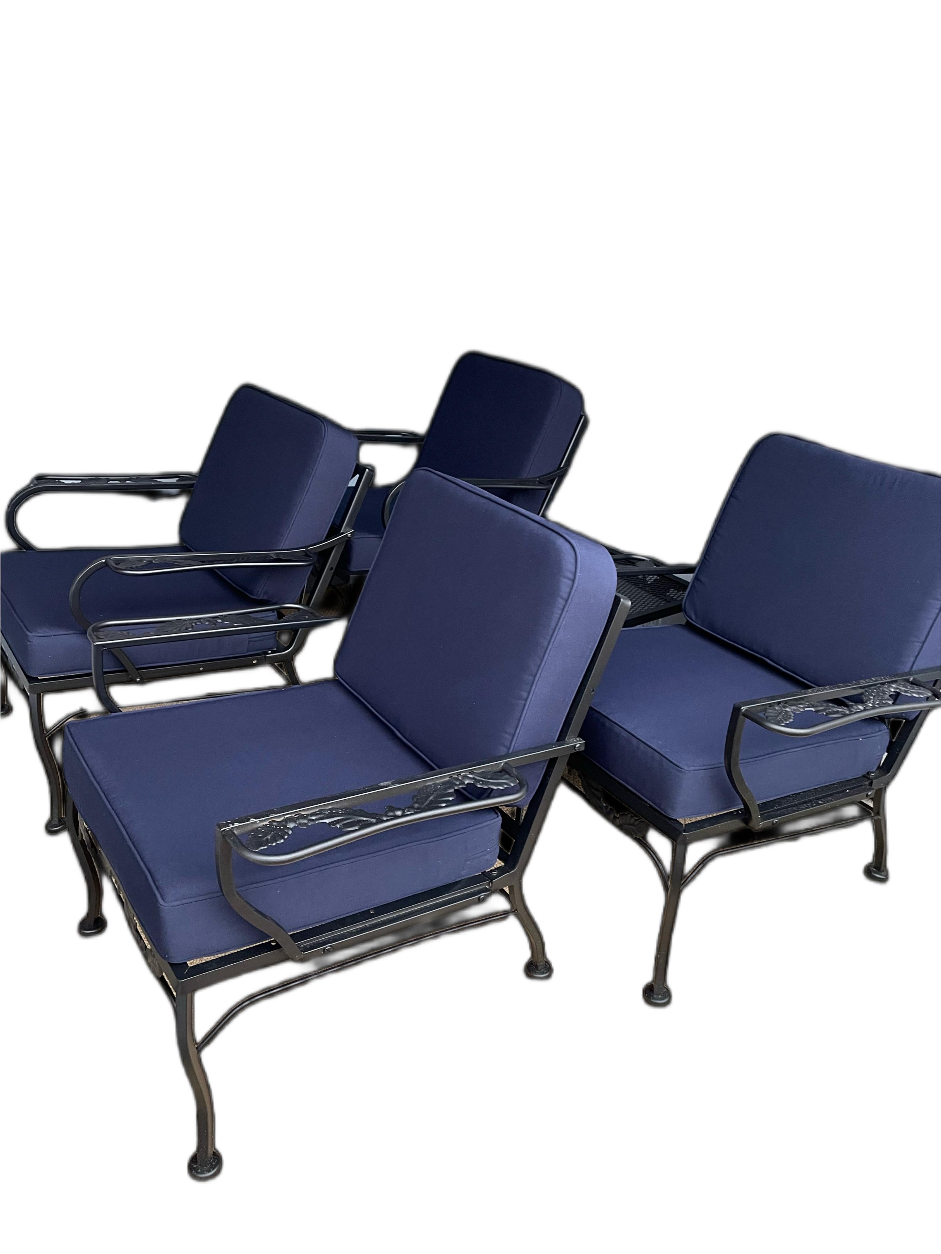 Mid-Century Modern Wrought Iron Arm Chairs-Restored and Upholstered For Sale