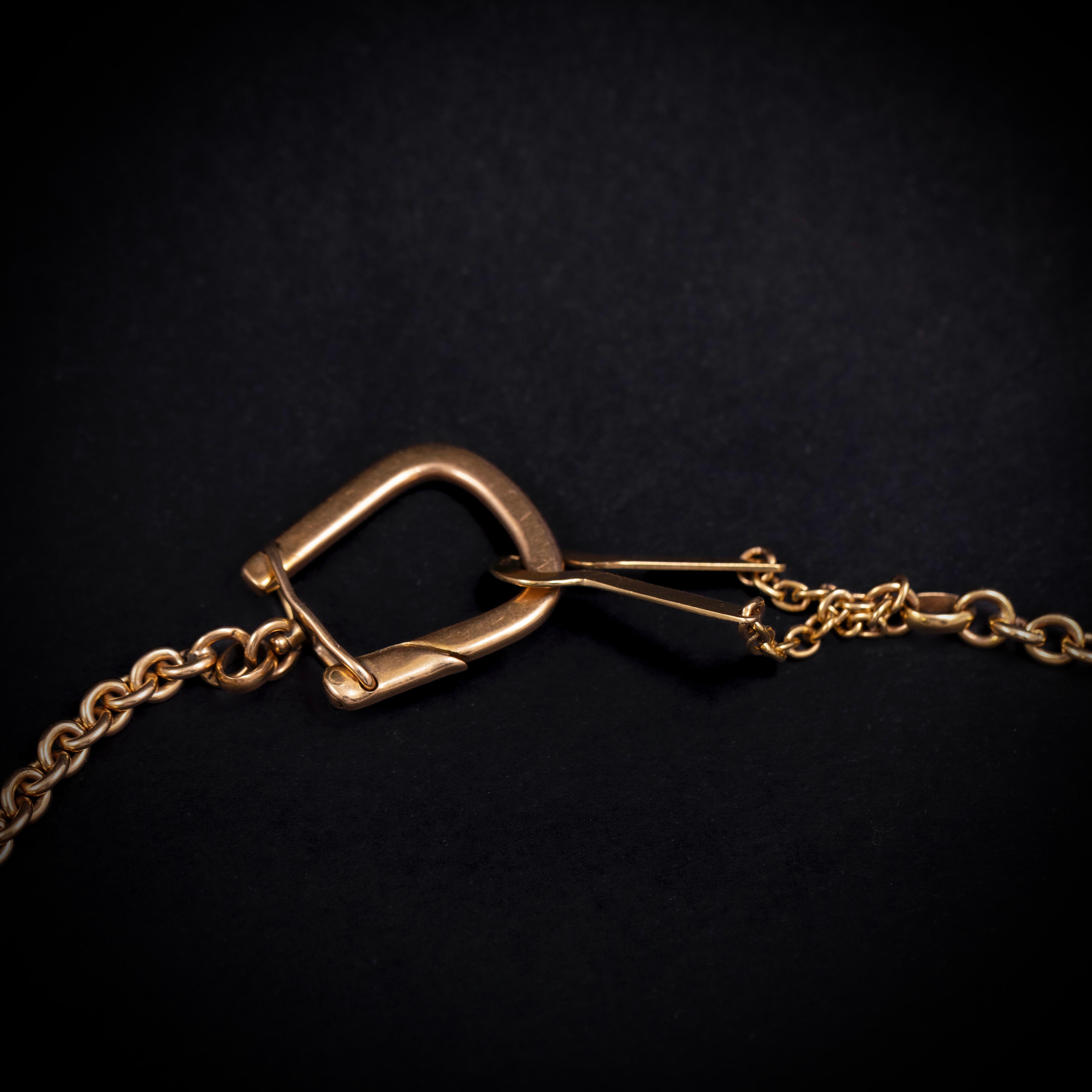Collar Llavero Vintage Convertible Oro Amarillo 19,2K Portugués Siglo XX Moderno en venta
