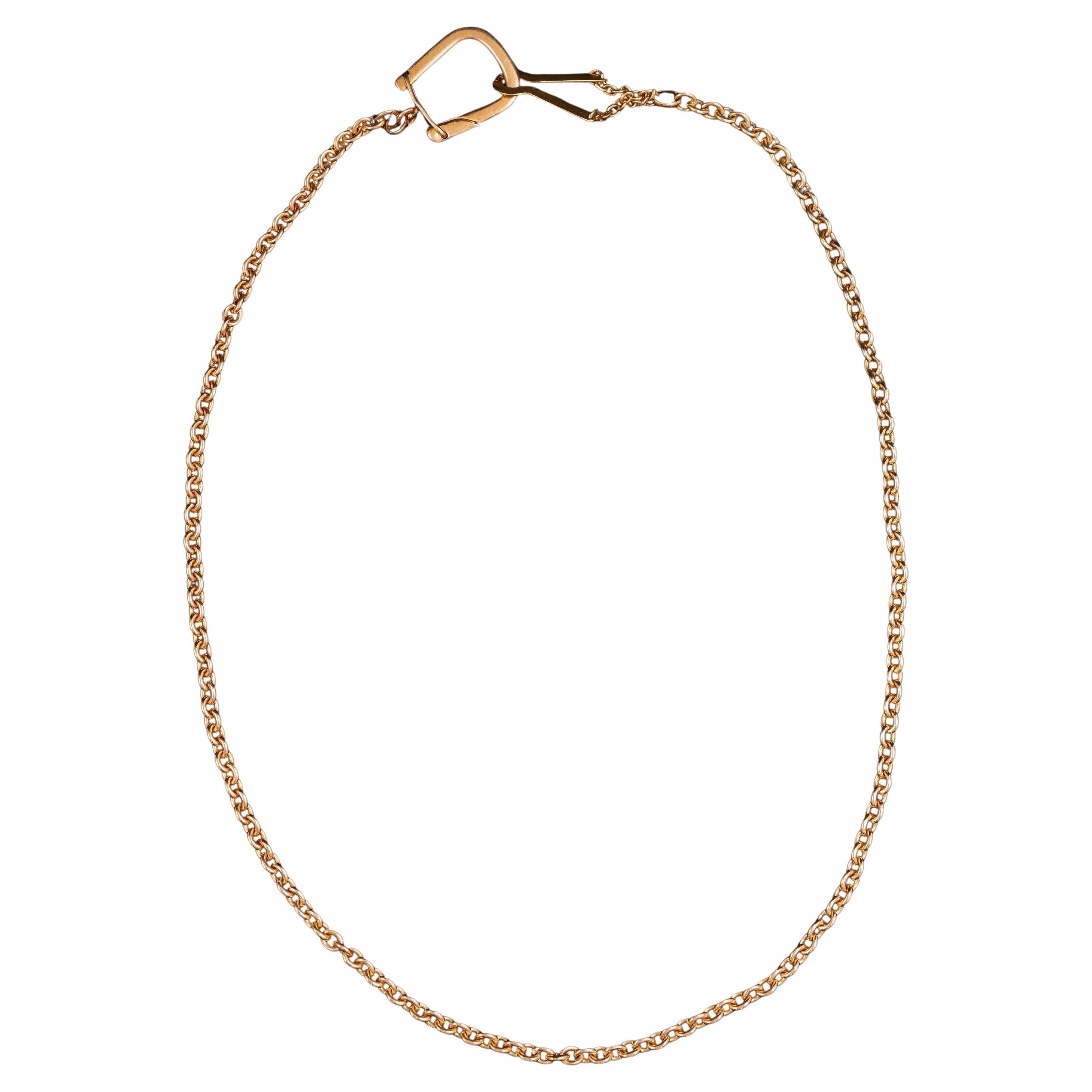 Collar Llavero Vintage Convertible Oro Amarillo 19,2K Portugués Siglo XX en venta