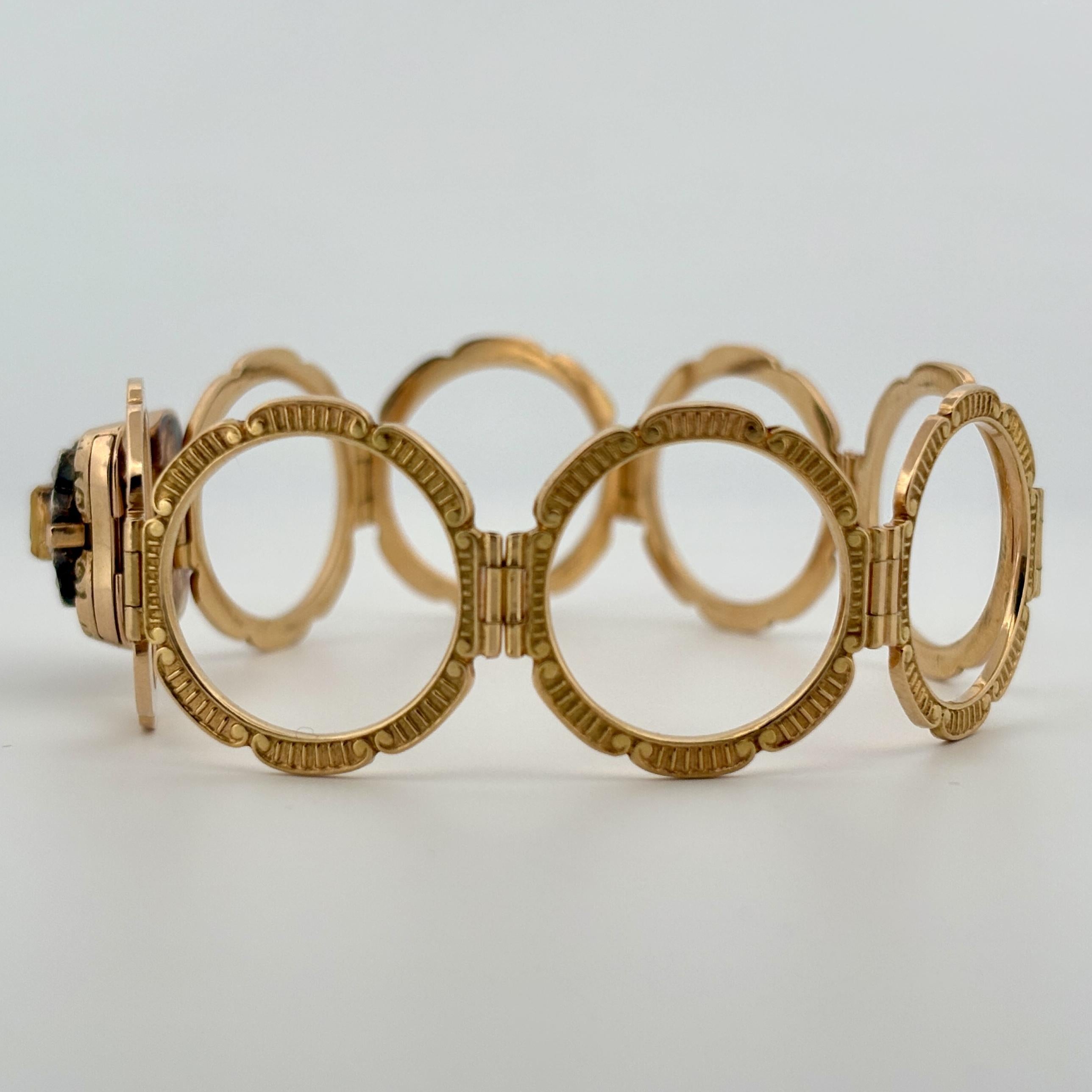 Vintage Convertible Emerald & Pearl Ring Bracelet 18k Yellow Gold Sz 6 1/2 Bon état - En vente à Orlando, FL