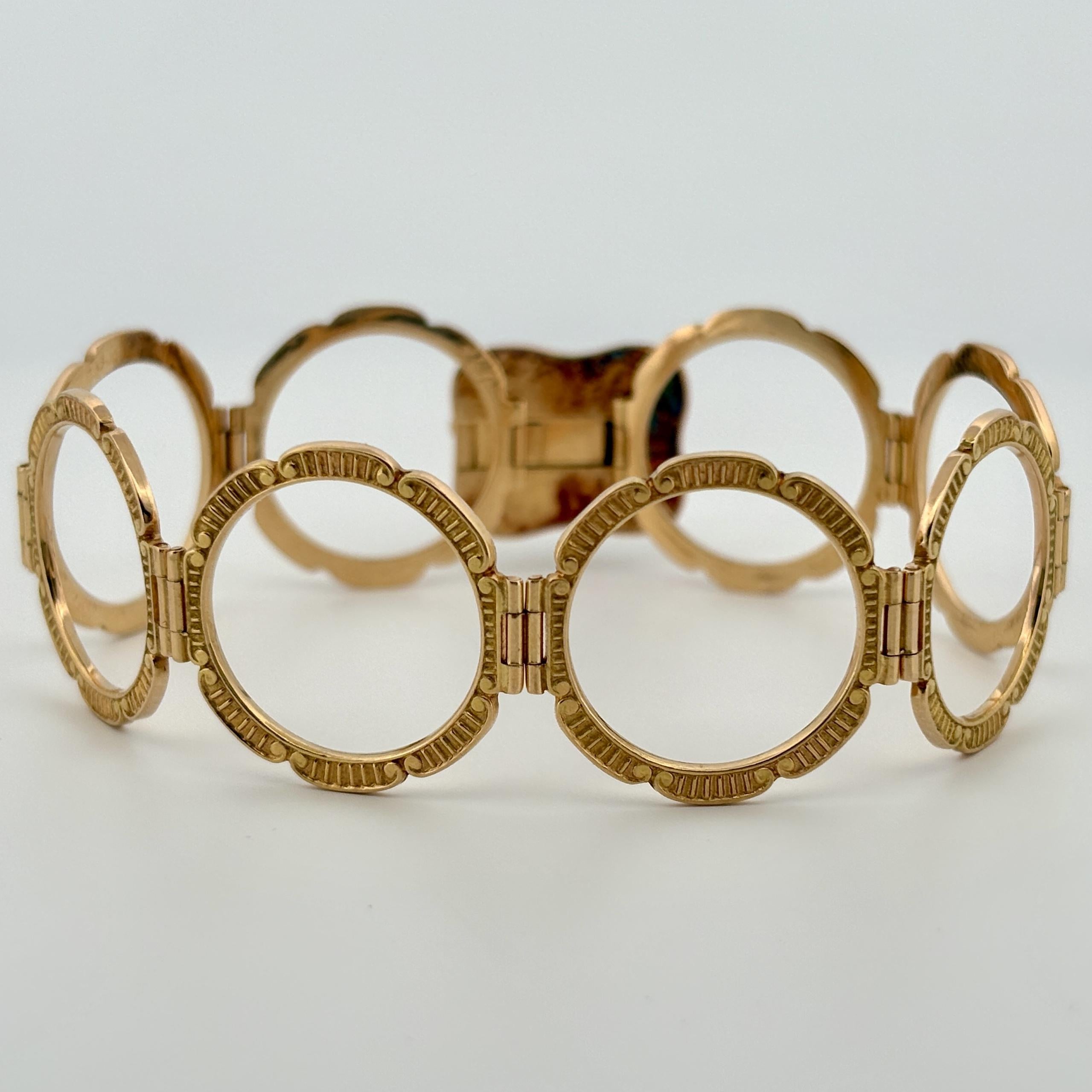 Vintage Convertible Emerald & Pearl Ring Bracelet 18k Yellow Gold Sz 6 1/2 Pour femmes en vente