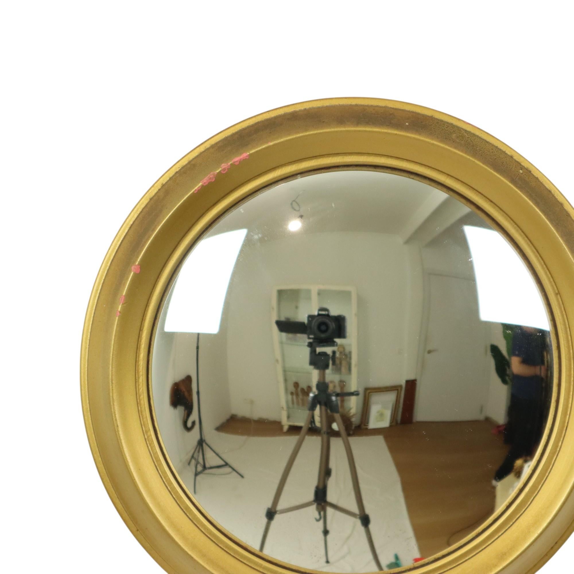Hollywood Regency Specchio Convesso d'Oro Artilux Butler Witch Eye 23 cm in vendita