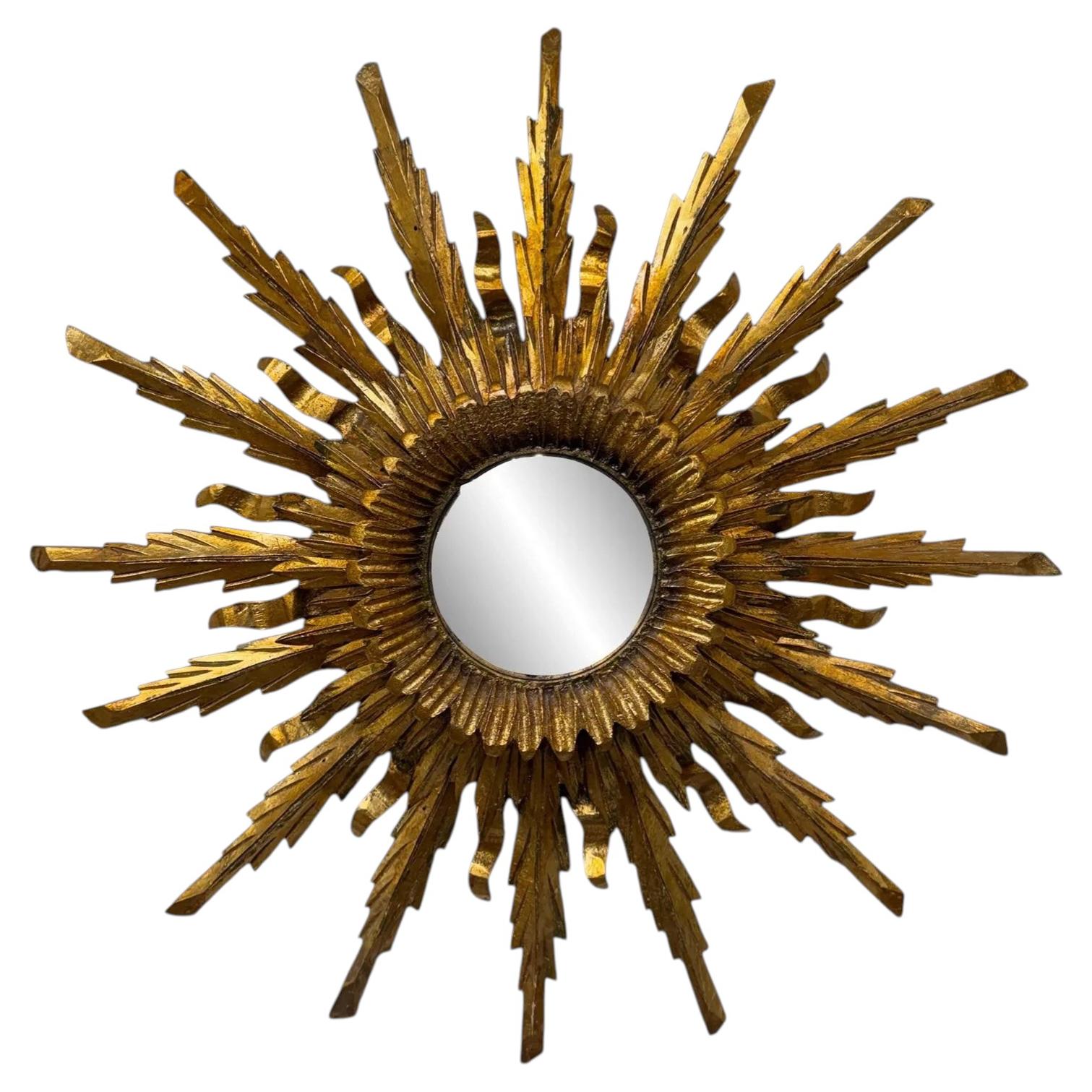 Specchio Convex Sunburst d'epoca in vendita