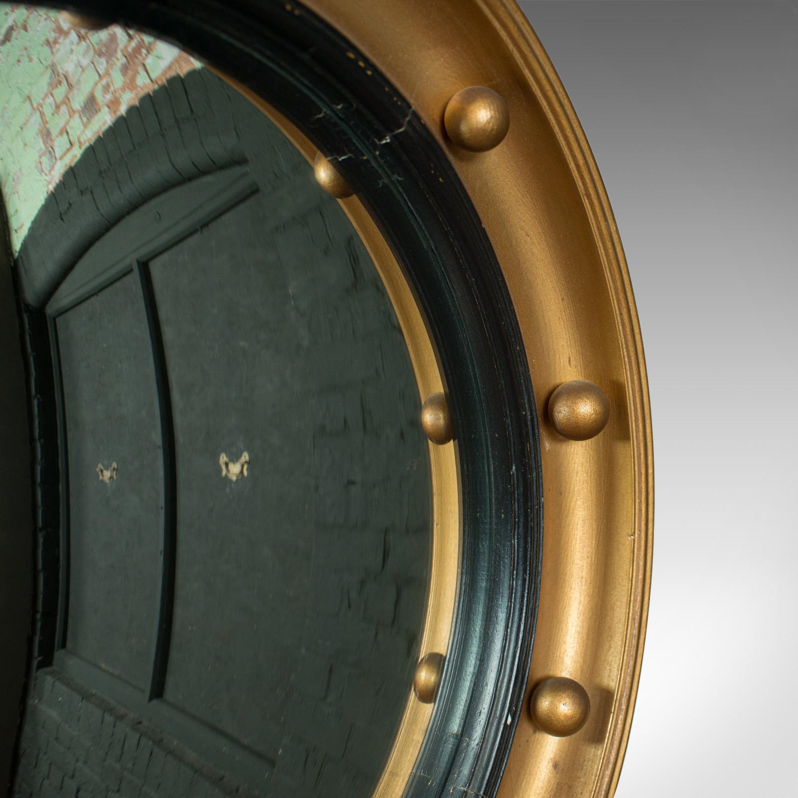 Mid-Century Modern Vintage Convex Wall Mirror, Victorian Revival, Circular, Porthole, circa 1950