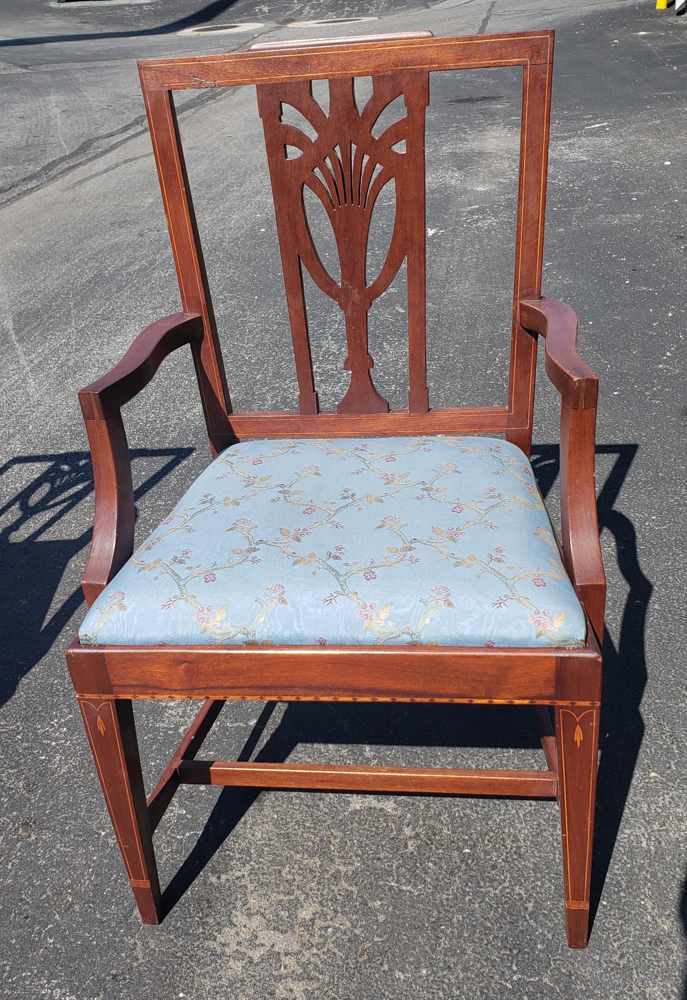 Copenhaver's Furniture Chippendale Mahogany Satinwood Inlays Ornate Armchair 10