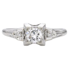 Vintage Coplay 18k White Gold 0.25tcw I Vs2 Diamond Engagement Ring