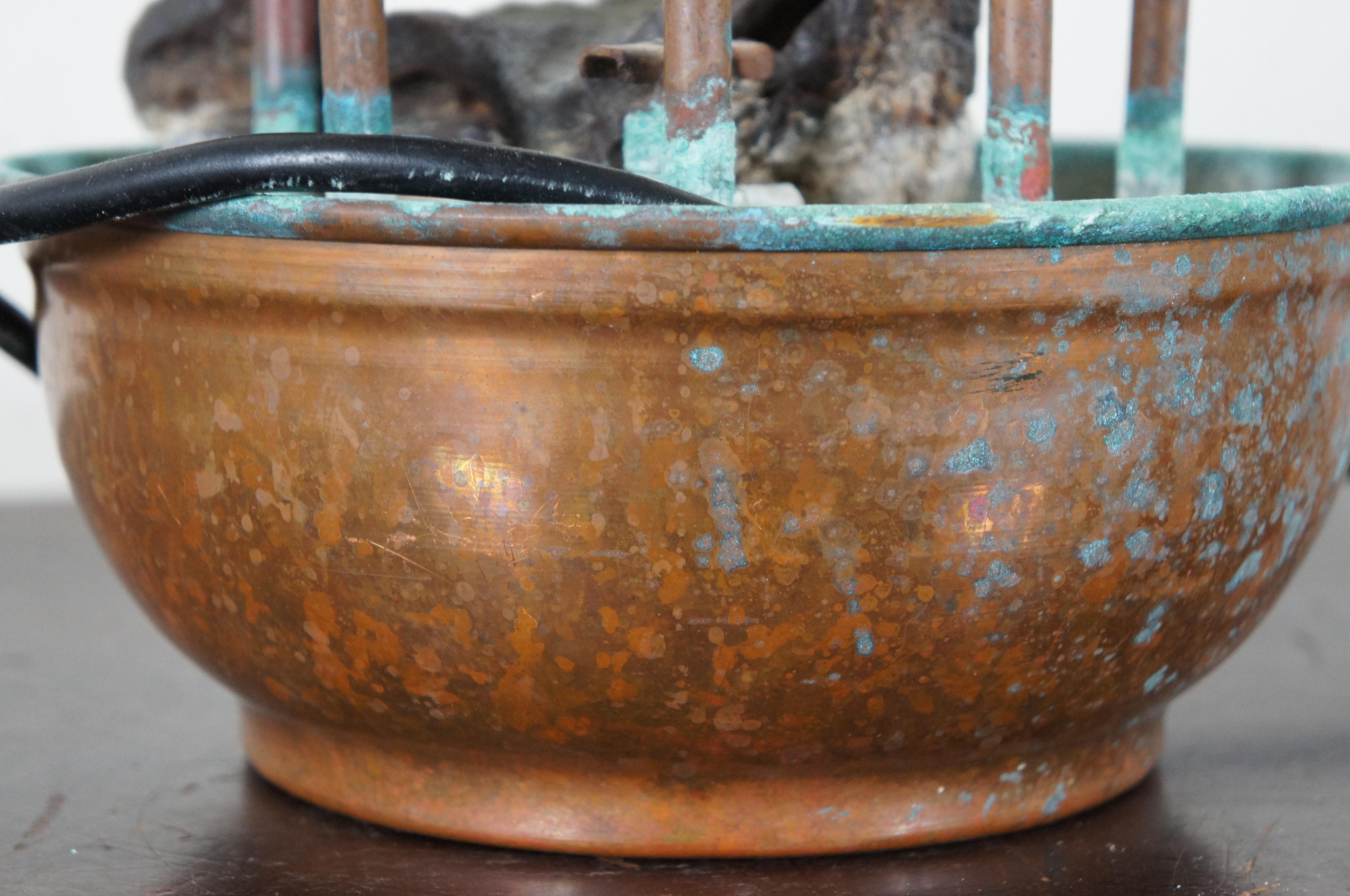 Rustic Vintage Copper 6 Tier Cascading Table Top Sea Horse Garden Water Fountain