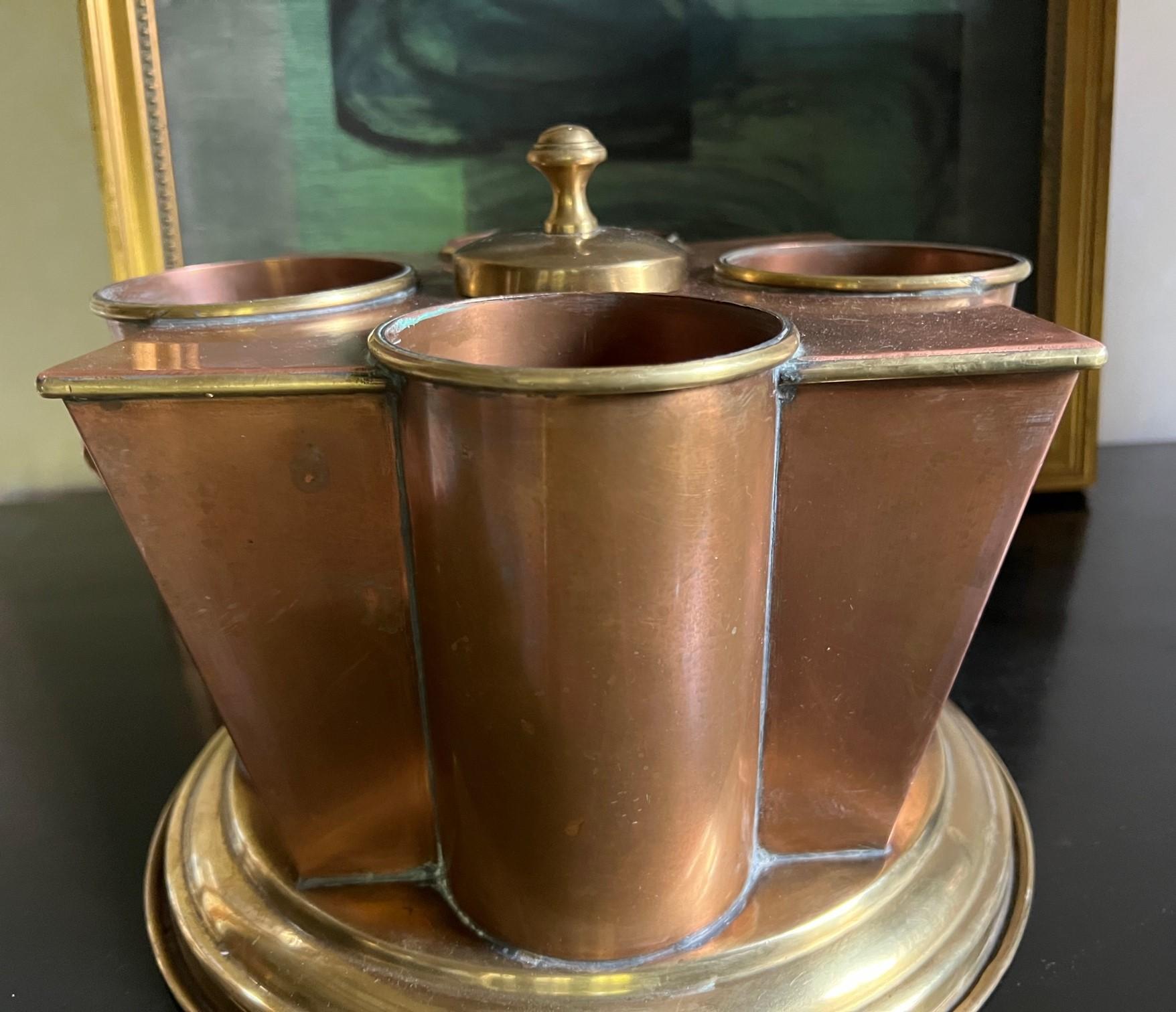 20th Century Vintage Copper and Brass Four Bottle Wine Cooler