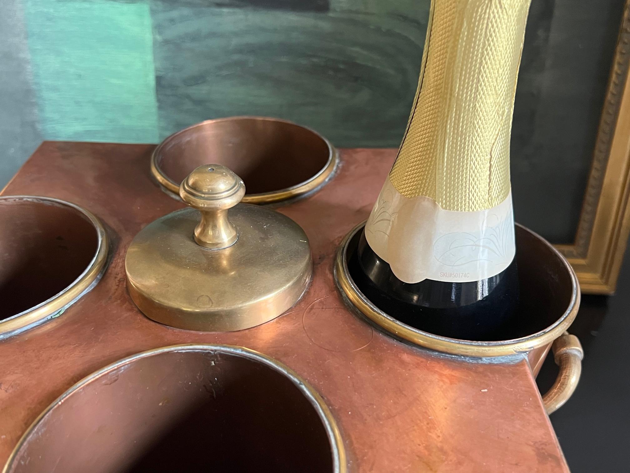 Vintage Copper and Brass Four Bottle Wine Cooler 1