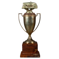Vintage Copper and Brass Plated Racing Car Trophy c.1940-1970
