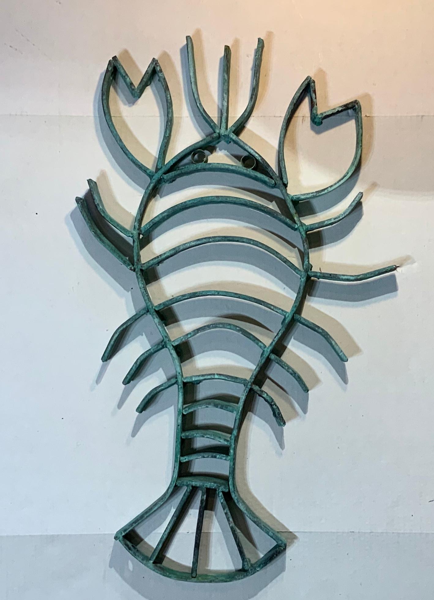 Exceptional Crab sculpture artistically made from solid copper originally were part of very impressive gate salvaged from south Florida, will look great as architectural wall hanging indoor or outdoor, will not rust beautiful oxidization color.